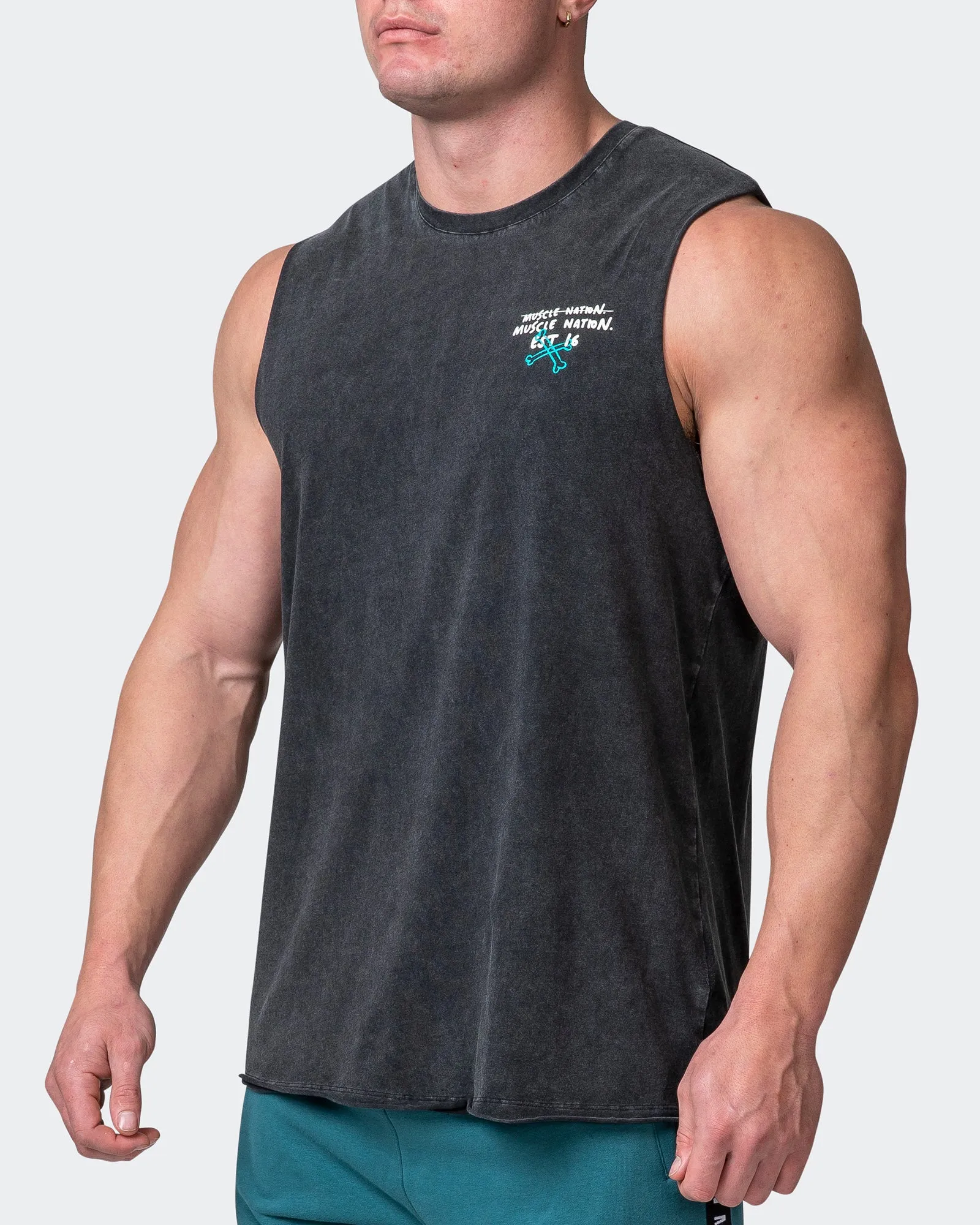 Mens MN Club Vintage Tank - Washed Black sold by Muscle Nation product image thumbnail 3