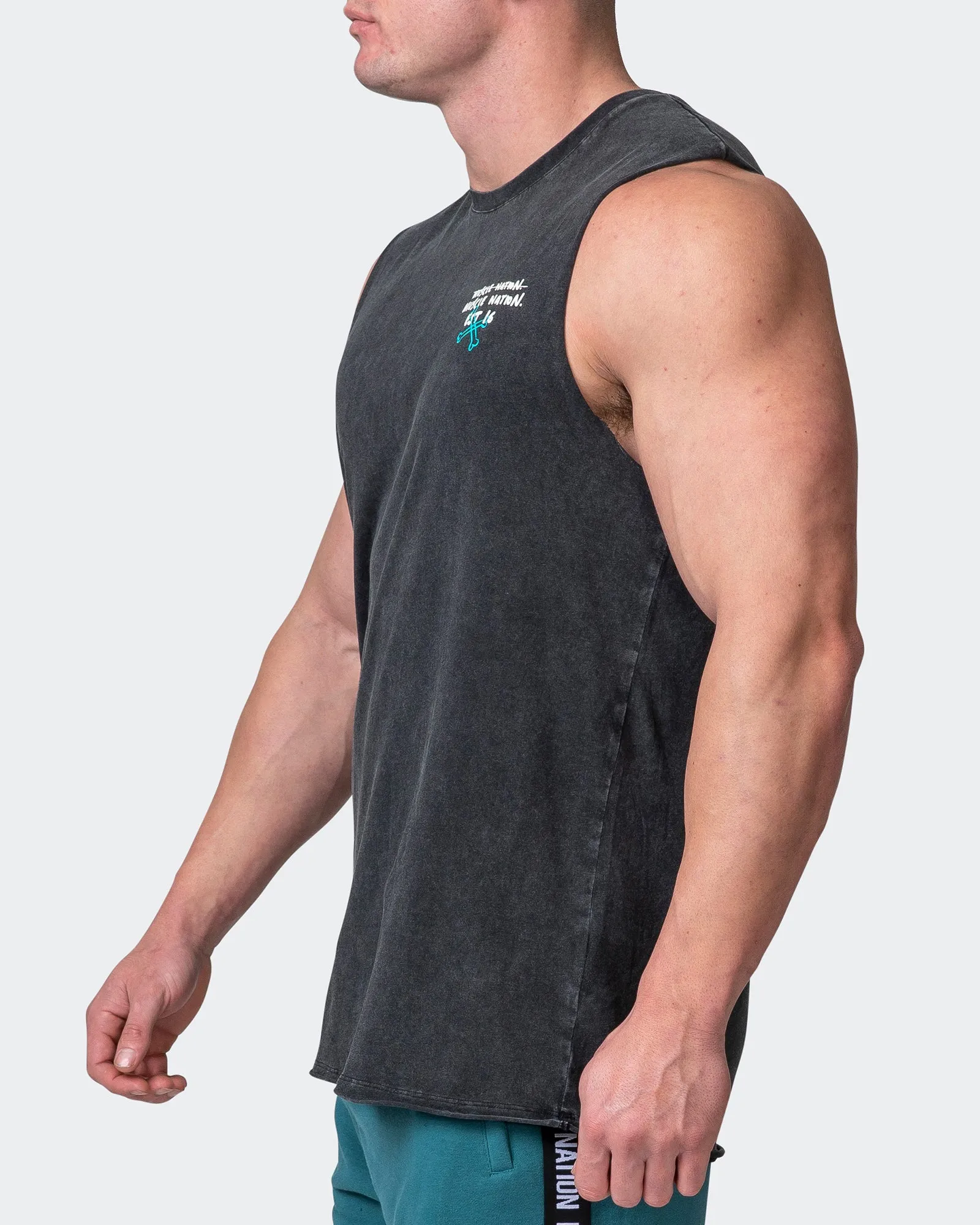 Mens MN Club Vintage Tank - Washed Black sold by Muscle Nation product image thumbnail 4