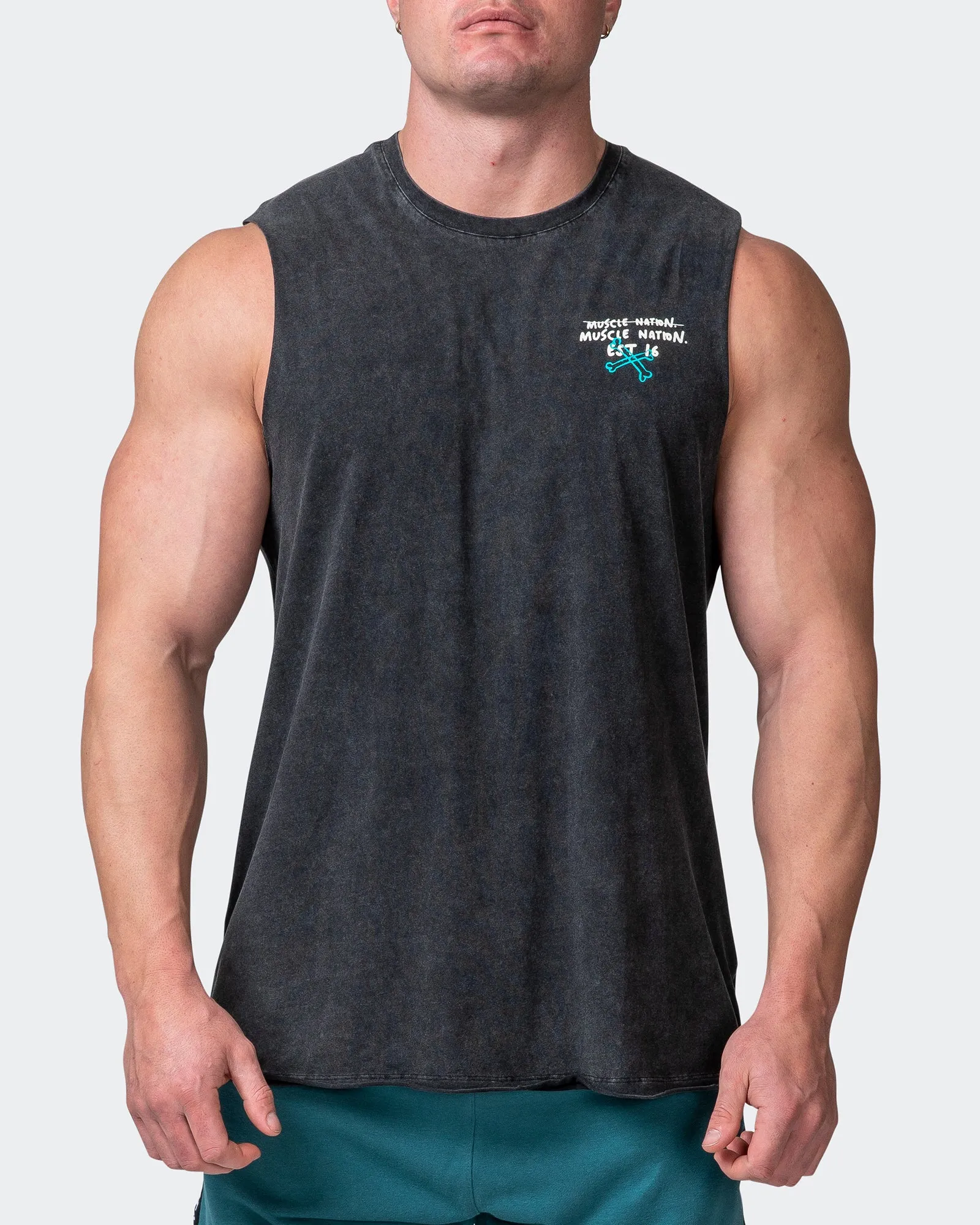 Mens MN Club Vintage Tank - Washed Black sold by Muscle Nation product image thumbnail 2