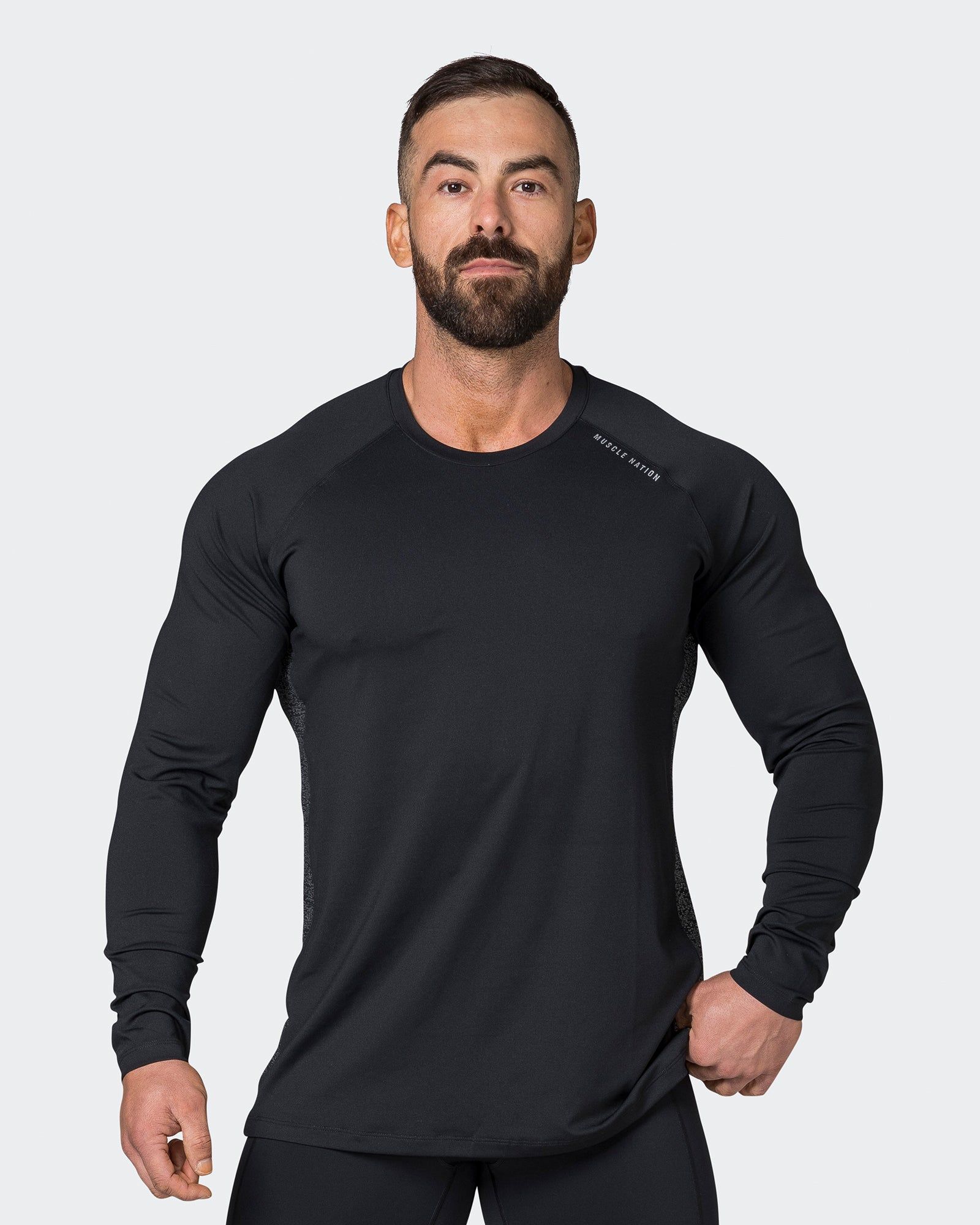 Reflective Long Sleeve Top - Black sold by Muscle Nation