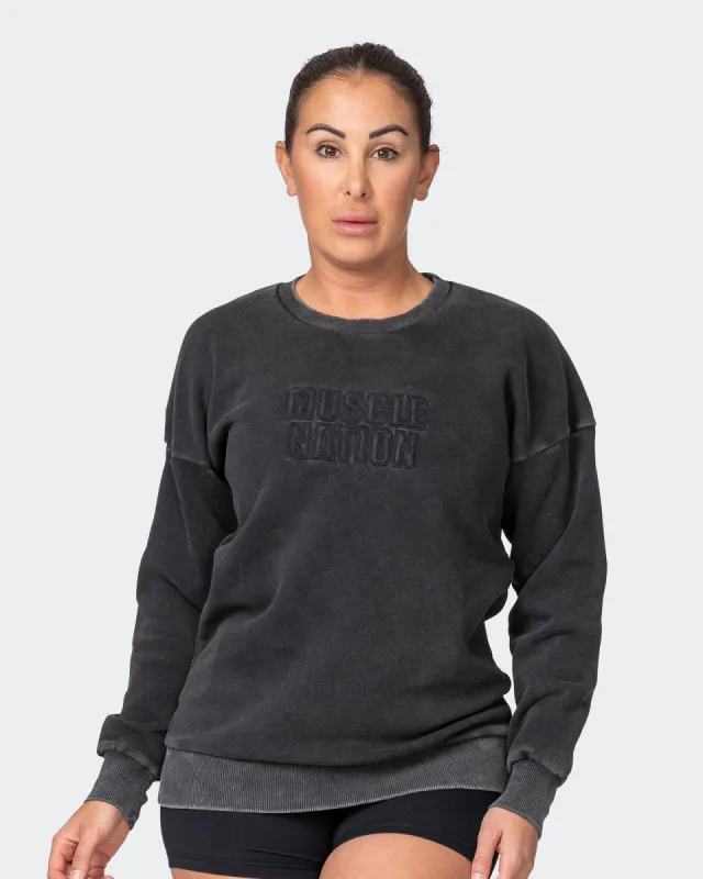 Womens Classic Vintage Pullover - Washed Black sold by Muscle Nation