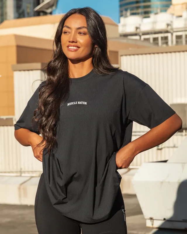 Relaxed Rib Training Tee - Black sold by Muscle Nation