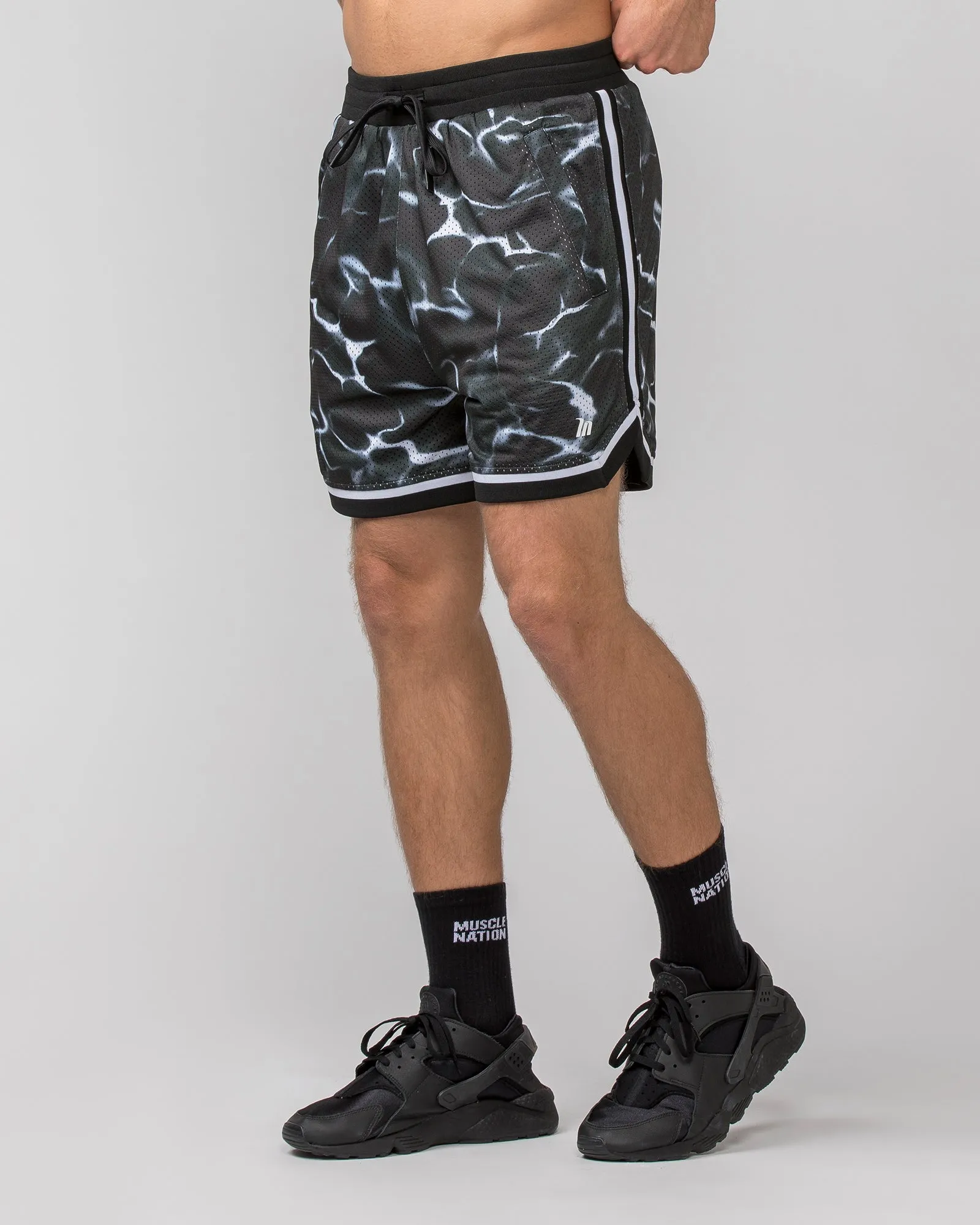 Mens 5" Basketball Shorts - Dark Waters Print sold by Muscle Nation