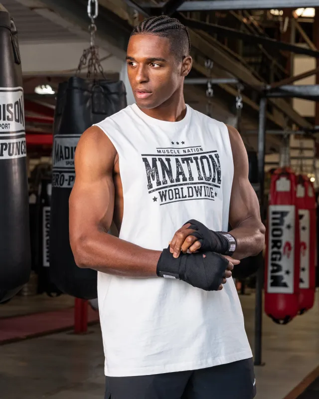 Undefeated Drop Arm Tank - Travertine sold by Muscle Nation