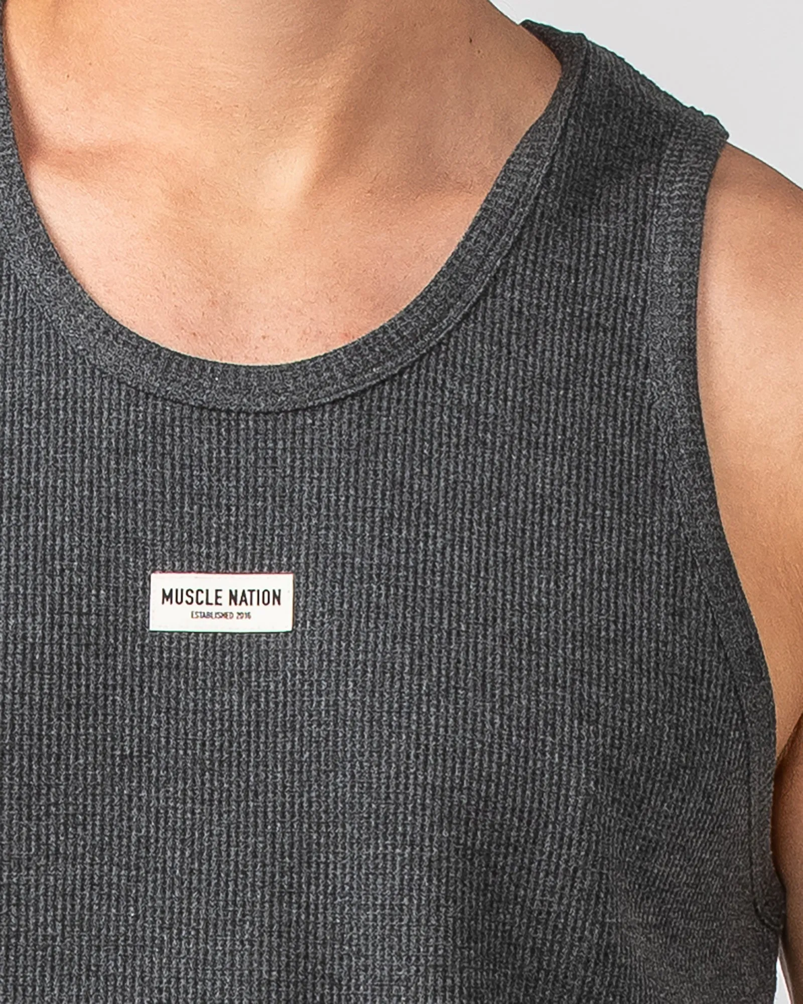 Waffle Tank - Charcoal Marl sold by Muscle Nation product image thumbnail 2