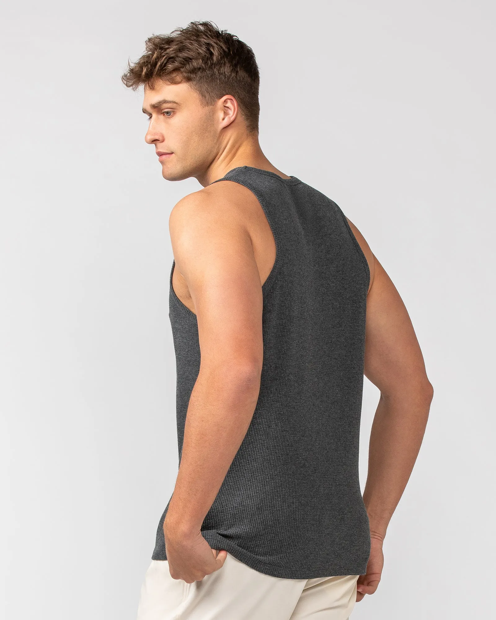 Waffle Tank - Charcoal Marl sold by Muscle Nation product image thumbnail 4