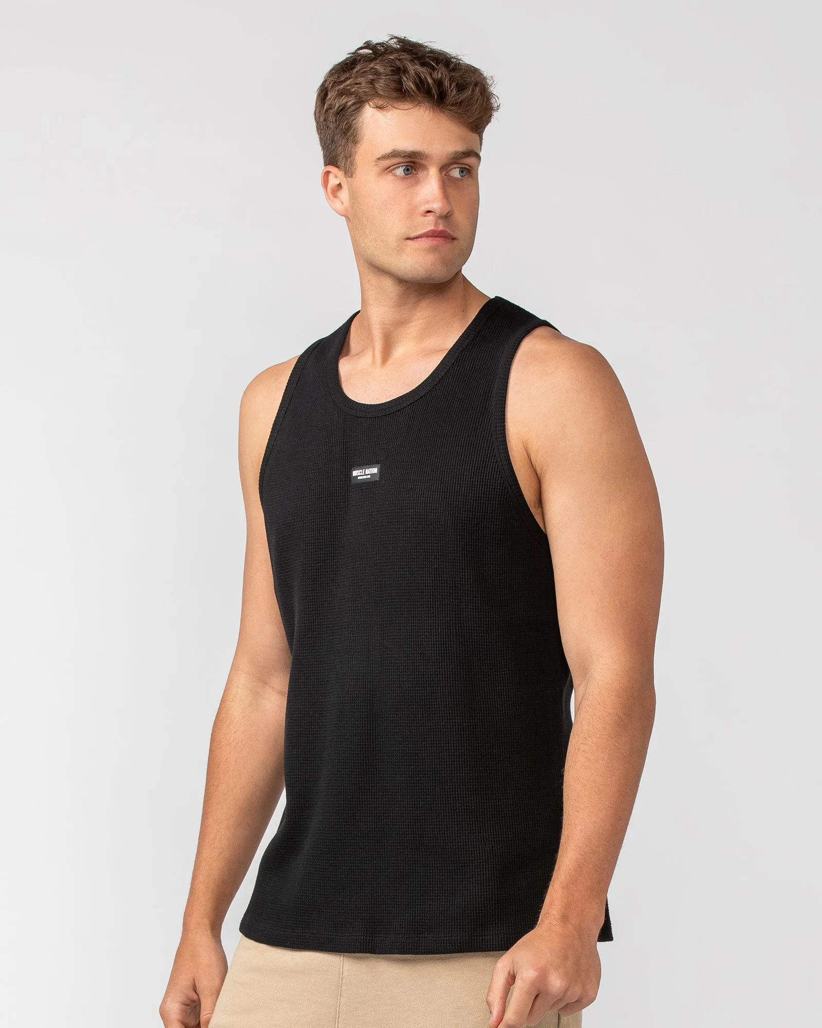 Waffle Tank - Black sold by Muscle Nation product image thumbnail 3
