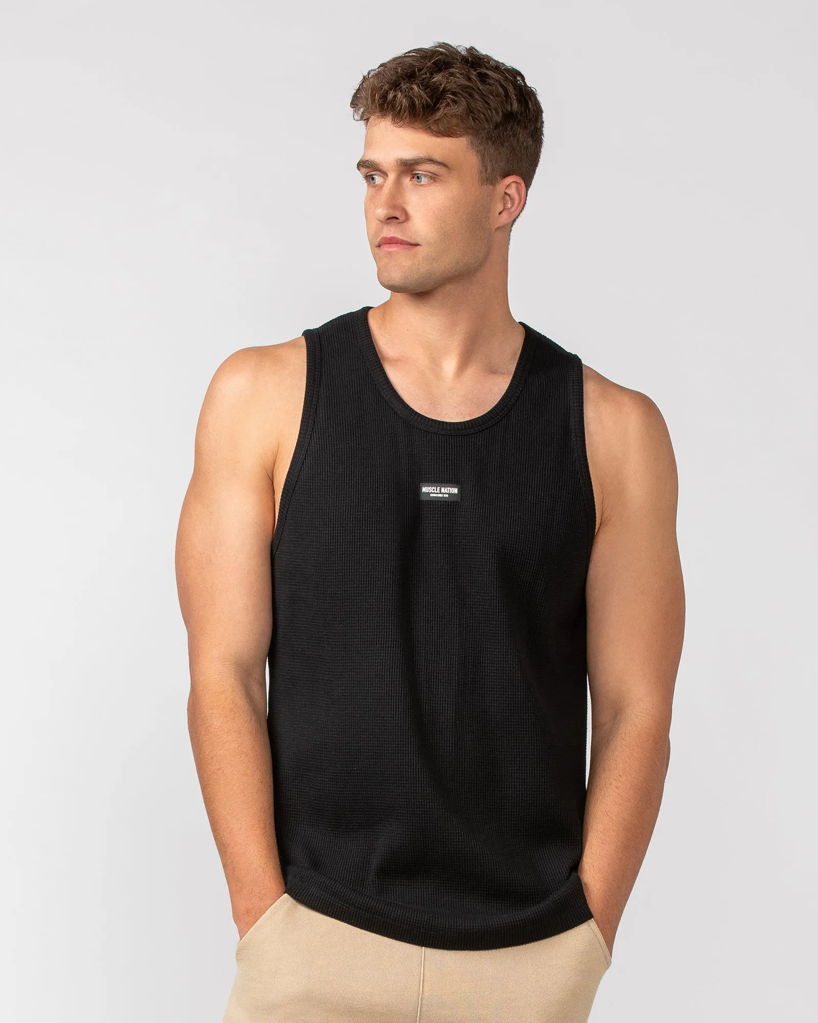 Waffle Tank - Black sold by Muscle Nation product image thumbnail 2