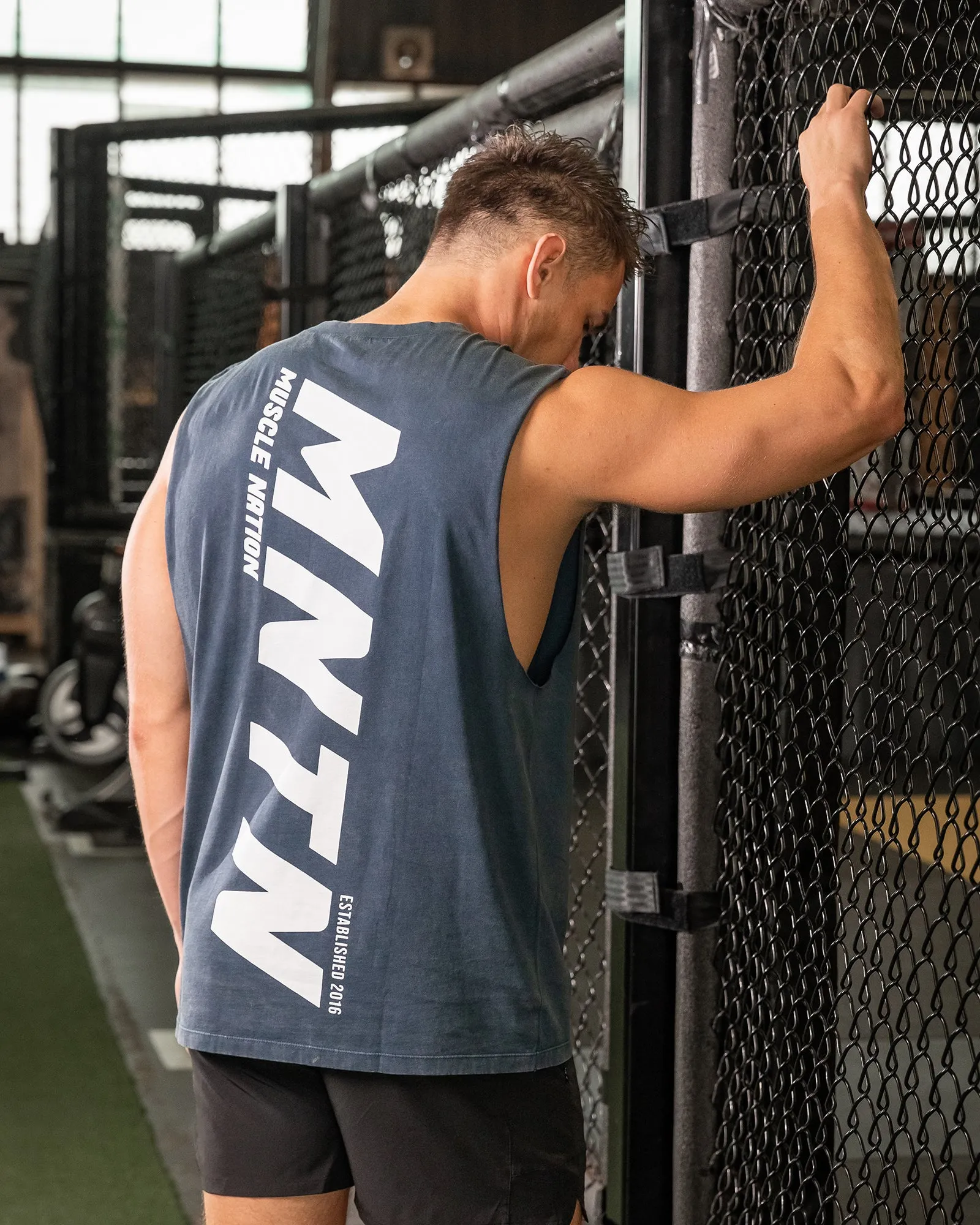 Boxy Vintage Tank - Washed Navy sold by Muscle Nation