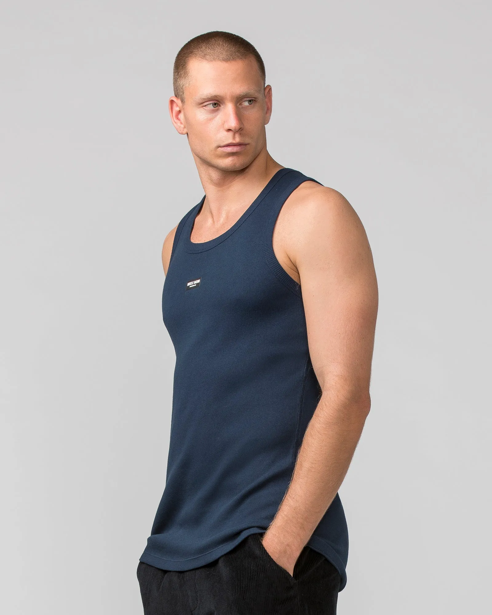 Rib Fitted Training Tank - Navy sold by Muscle Nation product image thumbnail 3