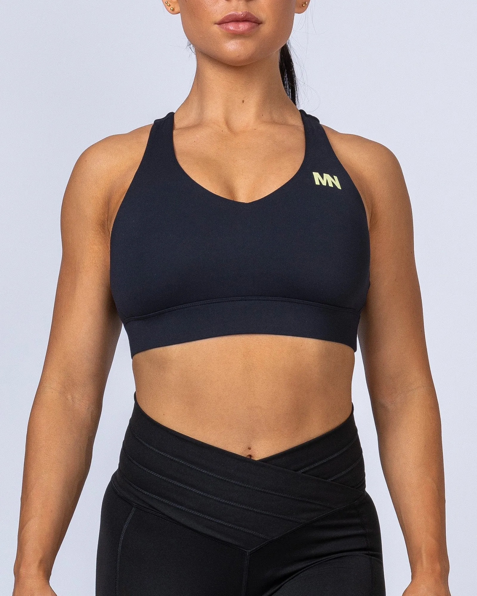 Comfort Bra - Black with Acid Lime sold by Muscle Nation