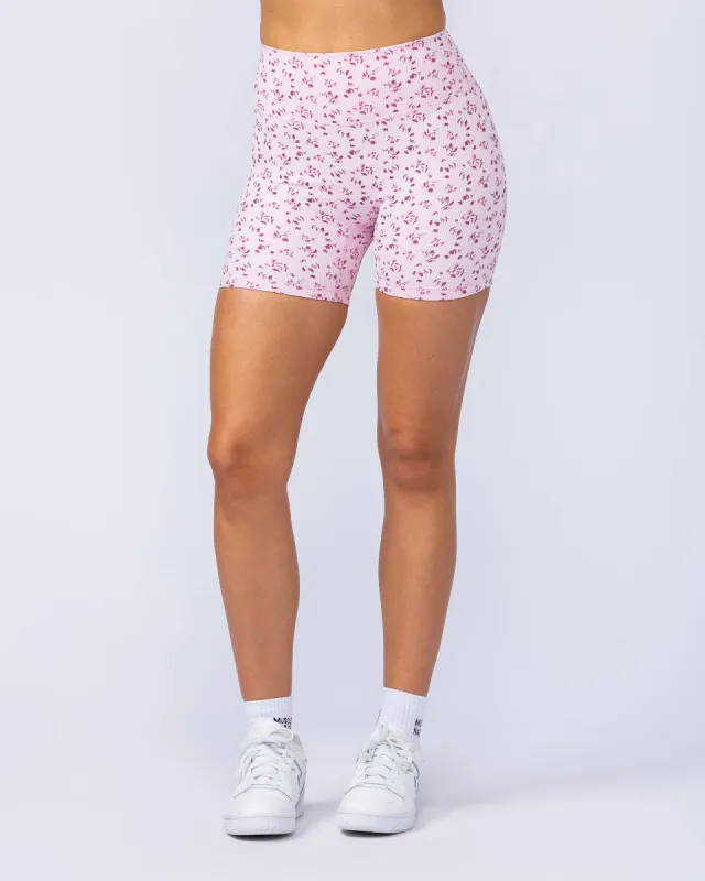 Zero Rise Rib Midway Shorts - Cherry Floral Print sold by Muscle Nation