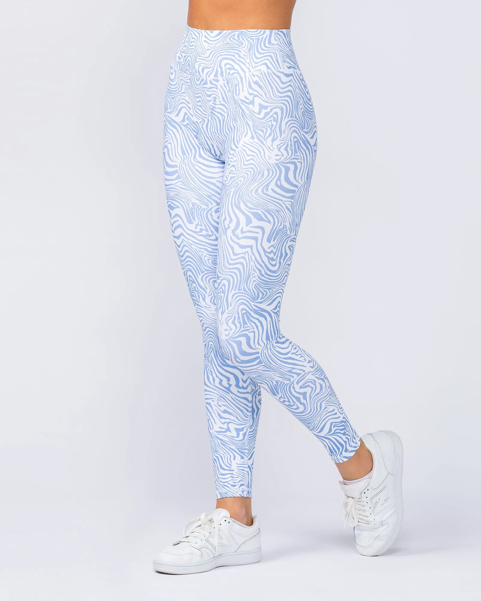 Zero Rise Rib Ankle Length Leggings - Pacific Blue Zebra sold by Muscle Nation product image thumbnail 5