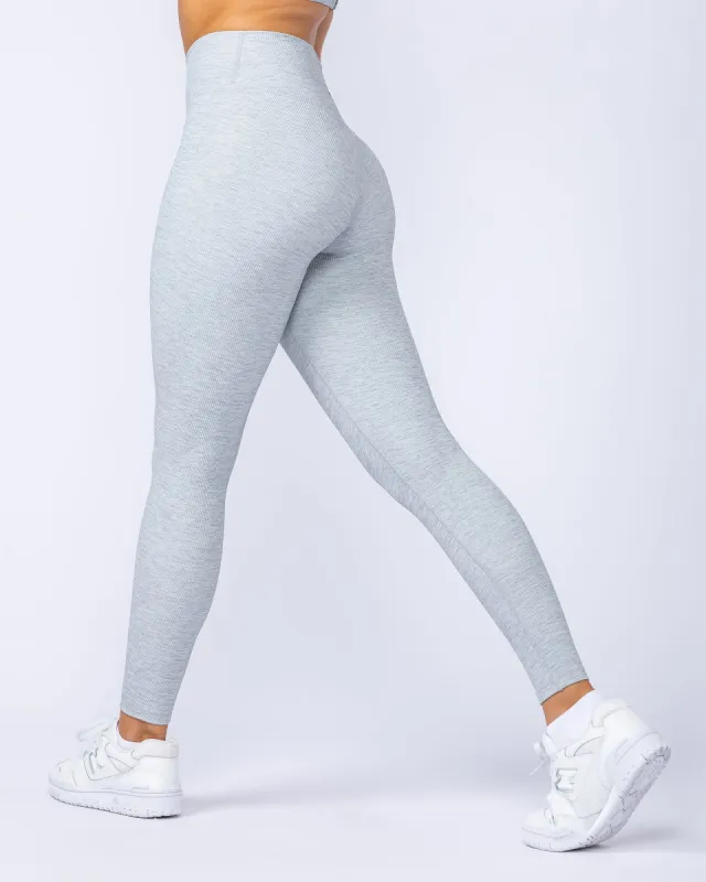 Zero Rise Rib Ankle Length Leggings - Grey Marl sold by Muscle Nation