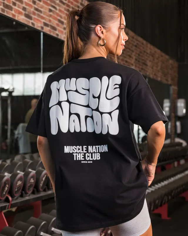 Womens Wave Oversized Tee - Black sold by Muscle Nation