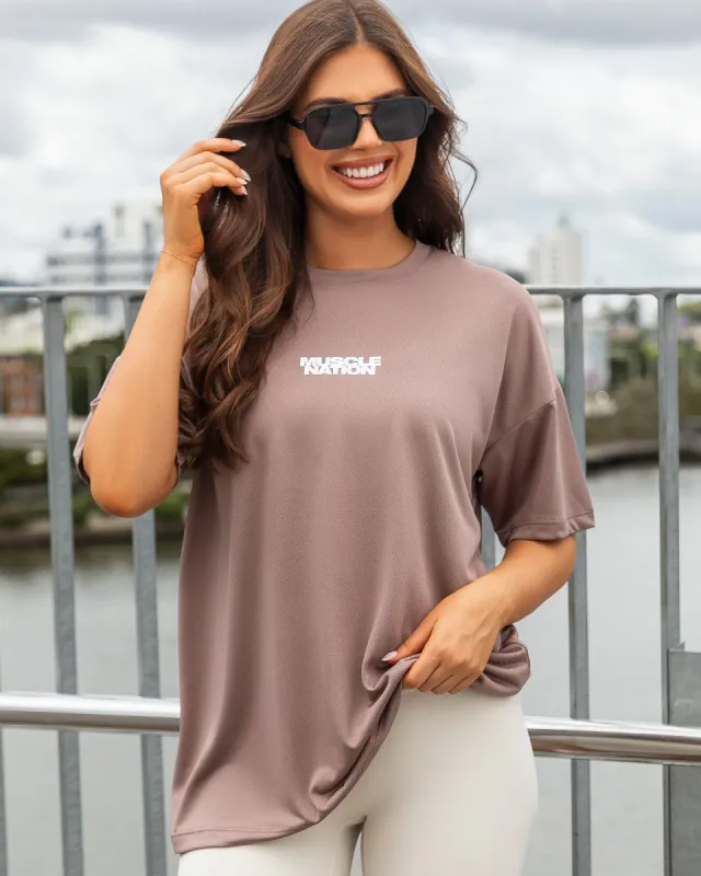 Womens Relaxed Training Tee - Cinnamon sold by Muscle Nation