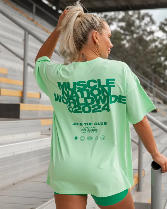 Womens Global Oversized Tee - Lime Splice sold by Muscle Nation