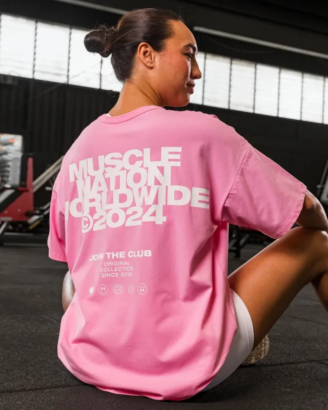Womens Global Oversized Tee - Hollywood Pink sold by Muscle Nation
