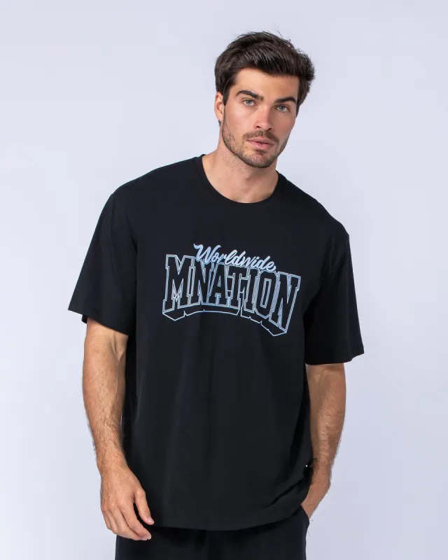 Varsity Oversized Tonal Tee - Black sold by Muscle Nation