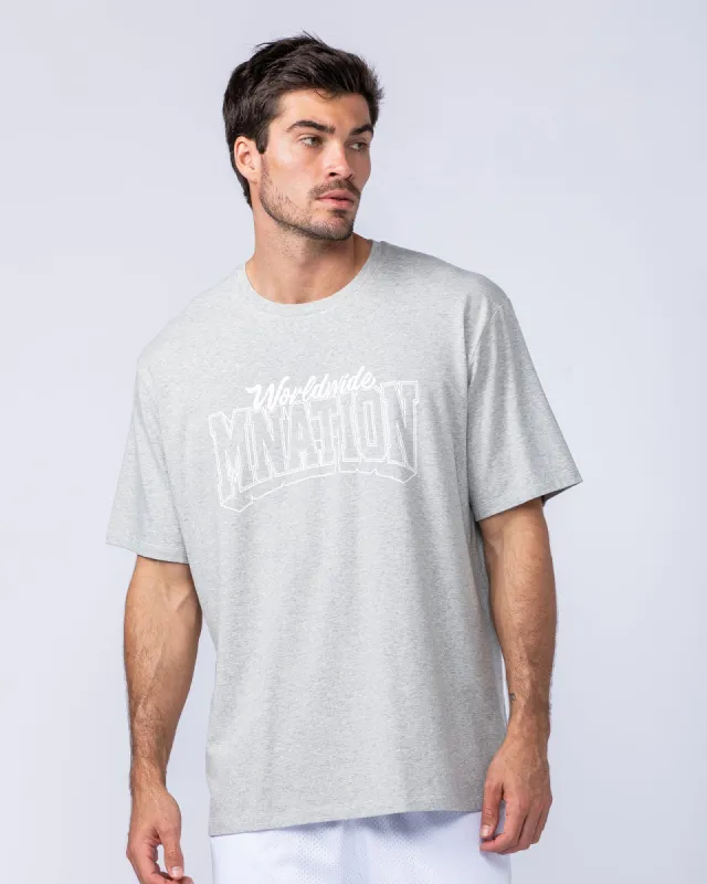 Varsity Oversized Tonal Tee - Grey Marl sold by Muscle Nation