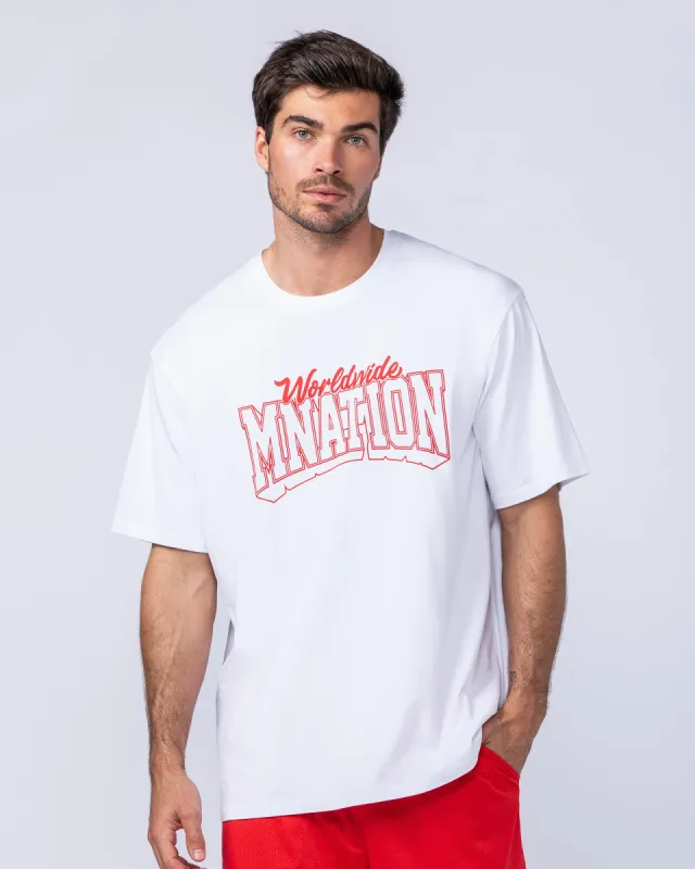 Varsity Oversized Tonal Tee - White sold by Muscle Nation