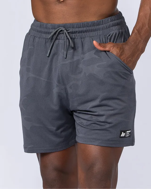 Tech Camo Lay Up 5" Shorts - Dark Grey Camo made by Muscle Nation