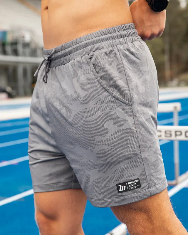 Tech Camo Lay Up 5" Shorts - Light Grey Camo made by Muscle Nation