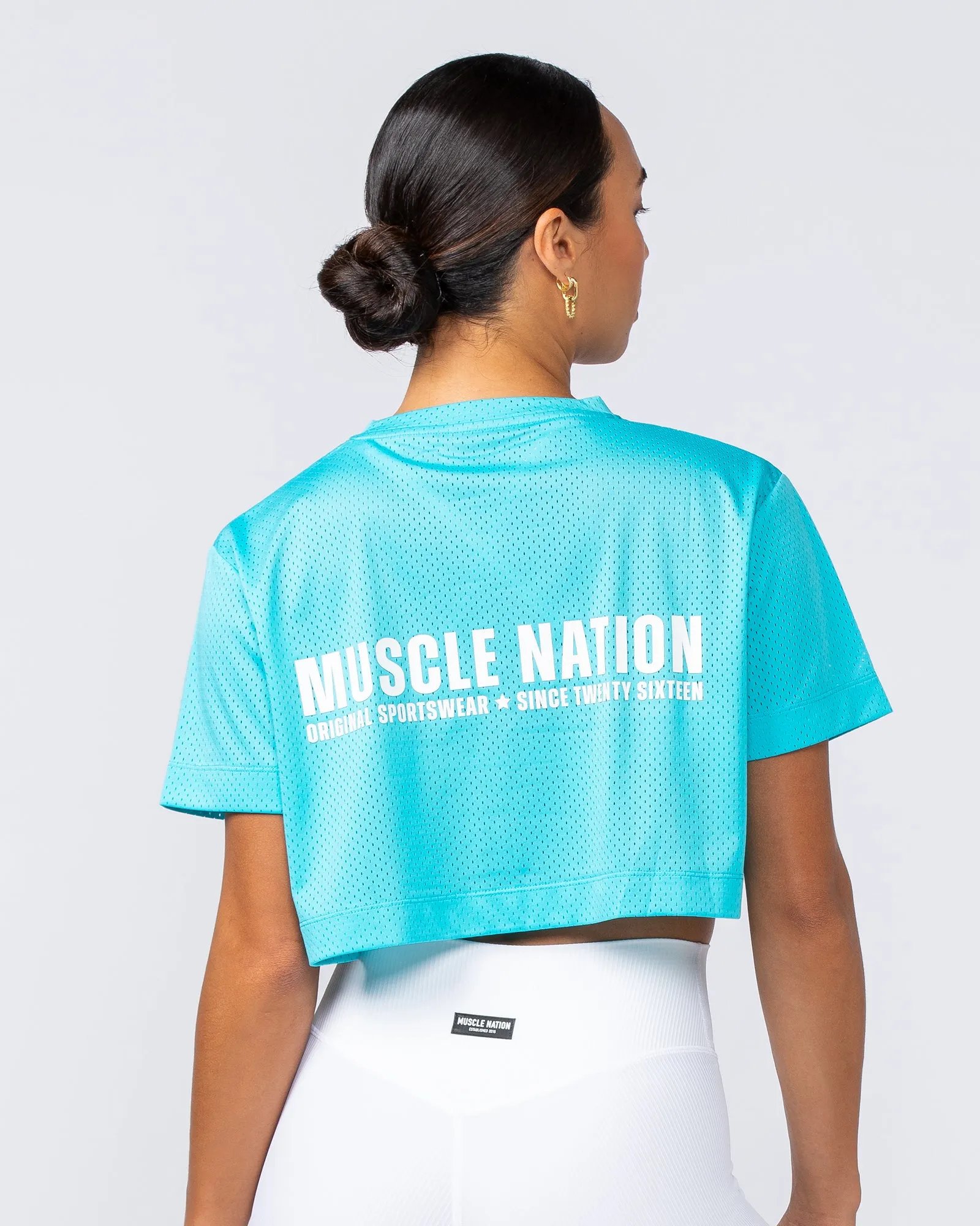 Swift Cropped Training Tee - Capri Blue sold by Muscle Nation product image thumbnail 5