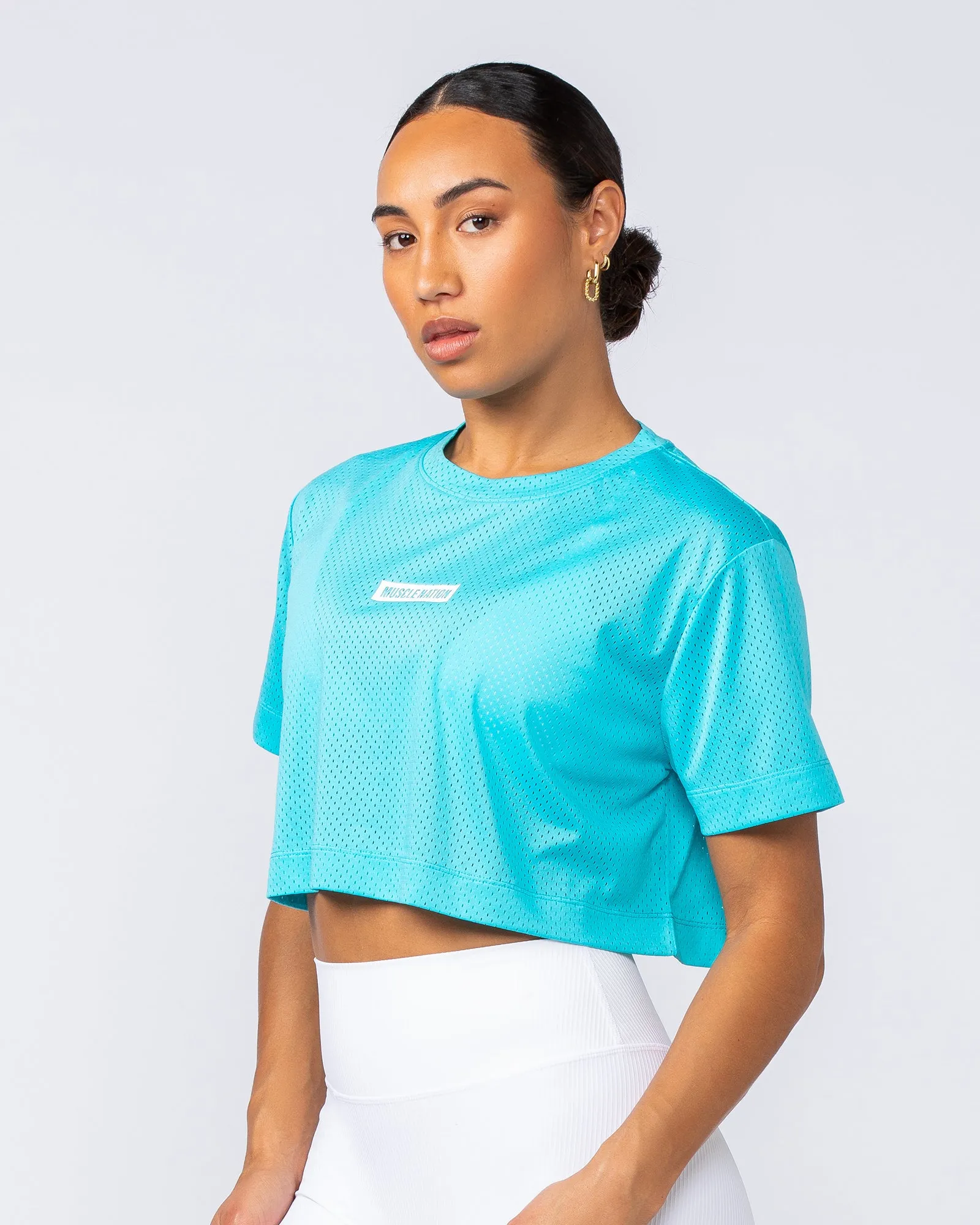 Swift Cropped Training Tee - Capri Blue sold by Muscle Nation product image thumbnail 3