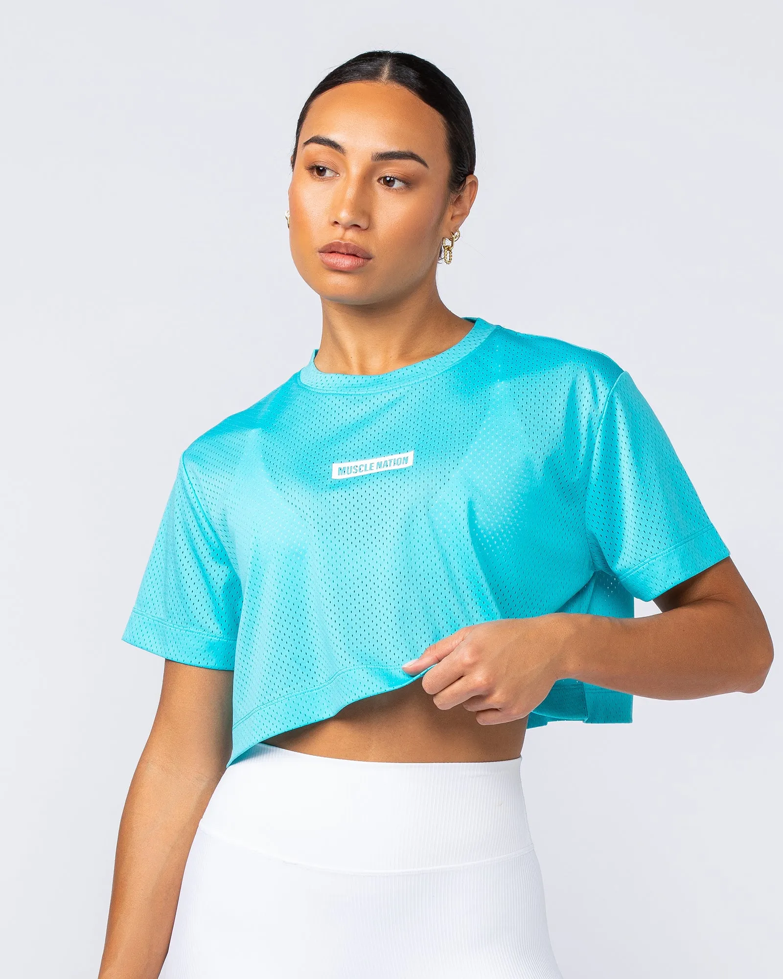 Swift Cropped Training Tee - Capri Blue sold by Muscle Nation product image thumbnail 2