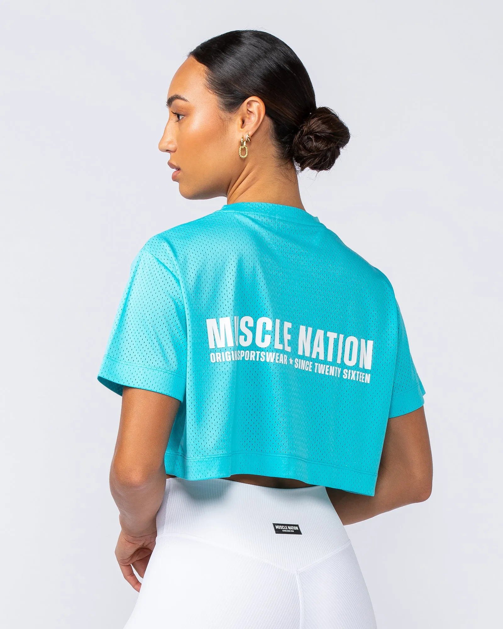 Swift Cropped Training Tee - Capri Blue sold by Muscle Nation product image thumbnail 4