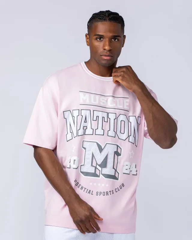 Sporting Club Oversized Tee - Soft Pink sold by Muscle Nation