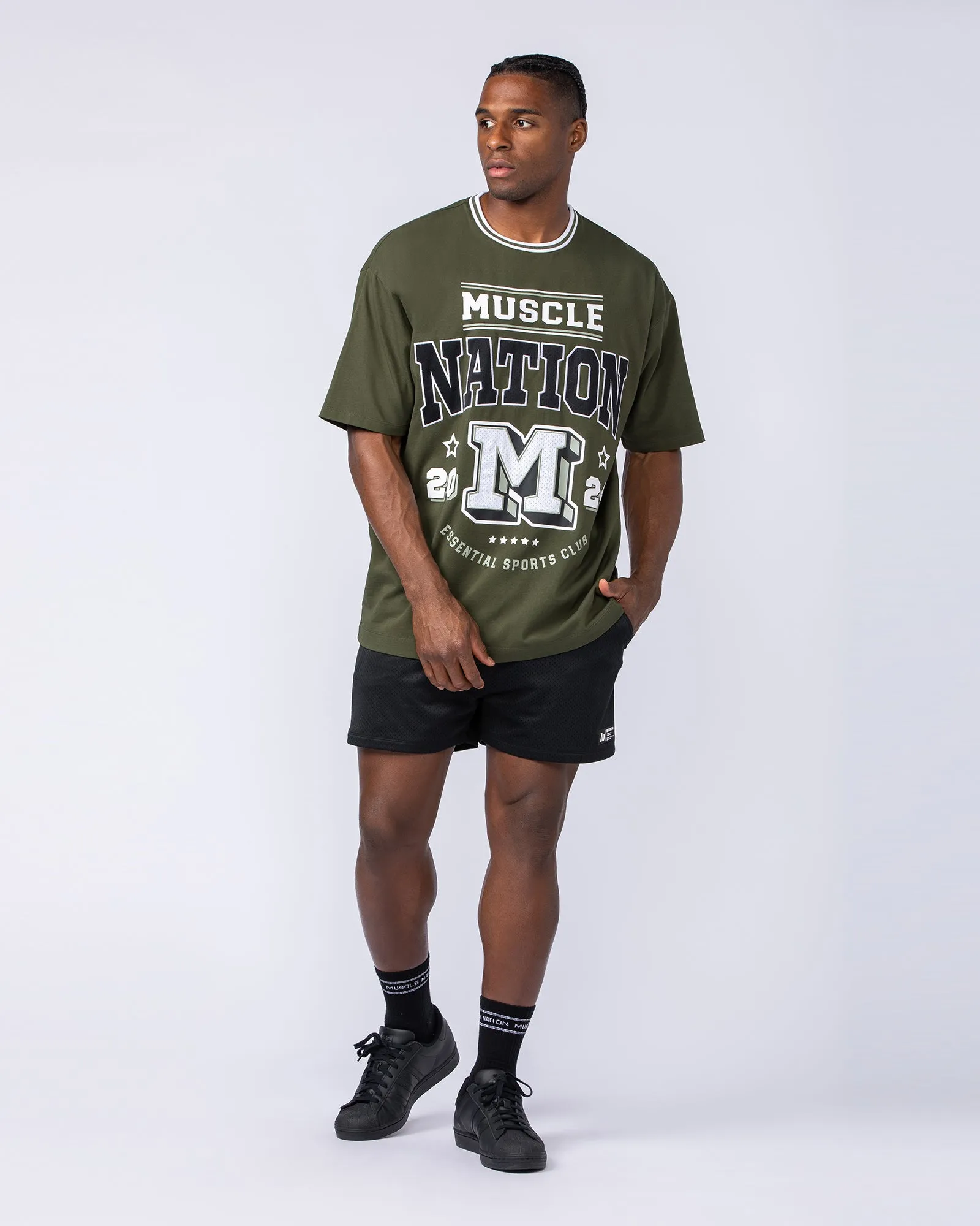 Sporting Club Oversized Tee - Dark Khaki sold by Muscle Nation product image thumbnail 5