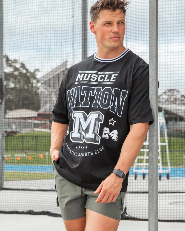 Sporting Club Oversized Tee - Black sold by Muscle Nation