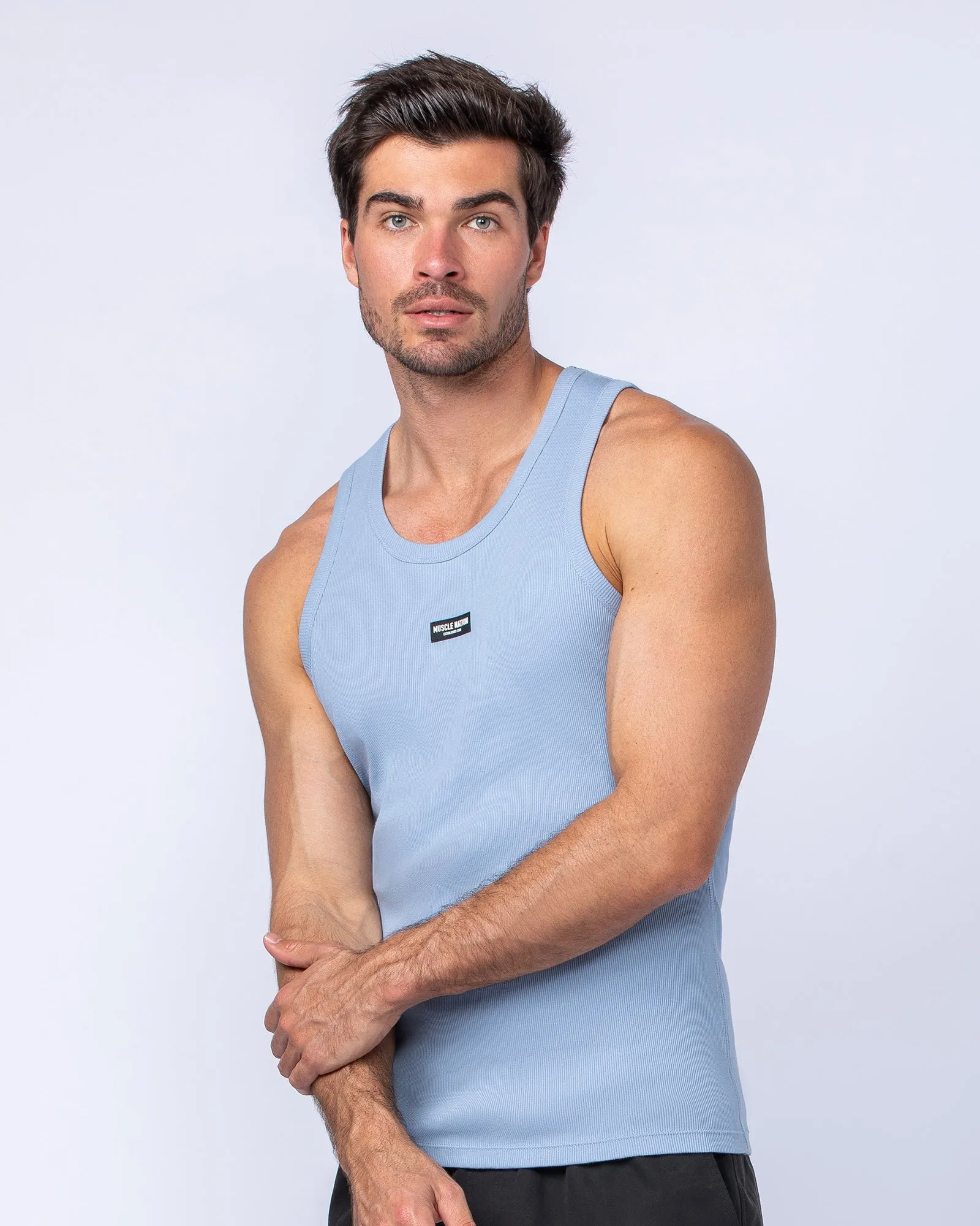 Rib Fitted Training Tank - Sky Blue sold by Muscle Nation product image thumbnail 2