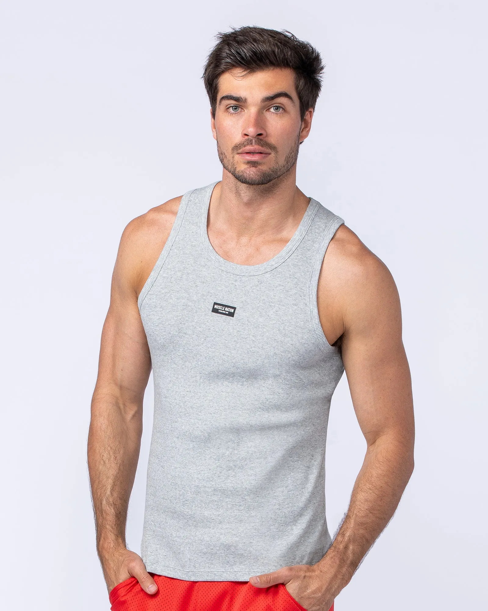 Rib Fitted Training Tank - Grey Marl sold by Muscle Nation product image thumbnail 4