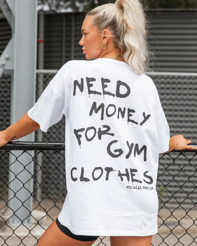 Need Money Oversized Tee - White made by Muscle Nation