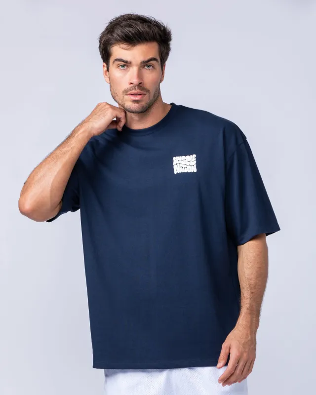 Mens Wave Oversized Tee - Navy sold by Muscle Nation