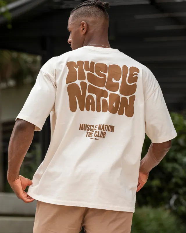 Mens Wave Oversized Tee - Travertine sold by Muscle Nation
