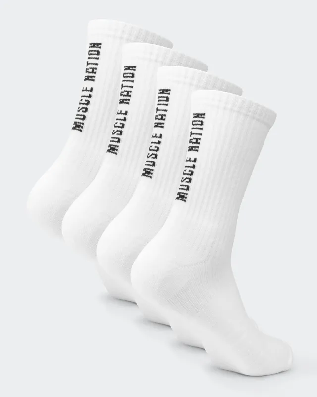 Mens Trainer Crew Sock (2x Pack) - White sold by Muscle Nation