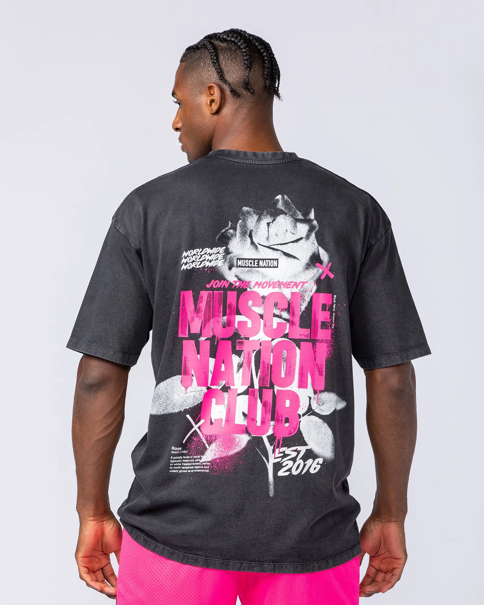 Mens Rose Vintage Oversized Tee - Washed Black sold by Muscle Nation product image thumbnail 5