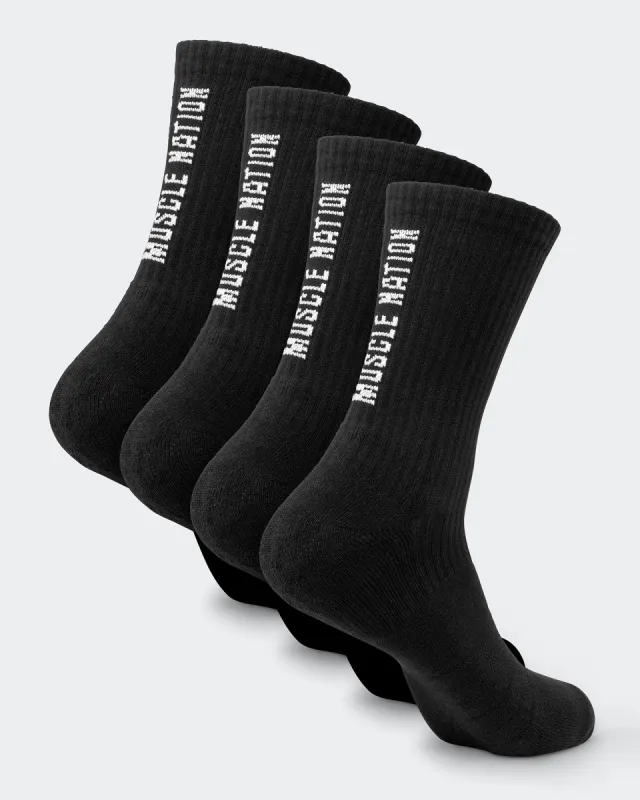 Mens Trainer Crew Sock (2x Pack) - Black sold by Muscle Nation