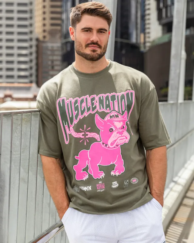 Mens Off-Leash Oversized Tee - Ivy sold by Muscle Nation