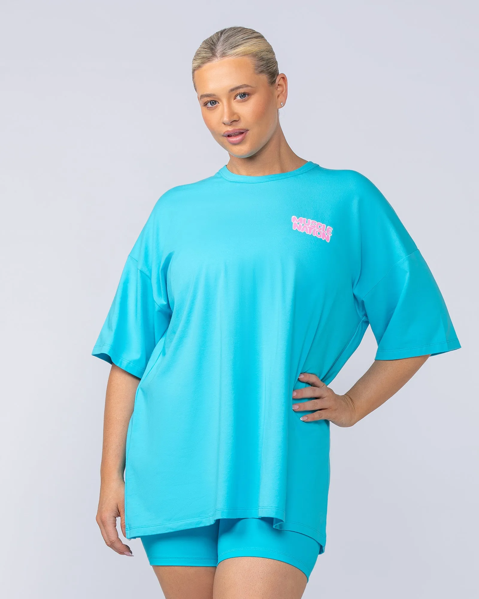 Lifting Club Oversized Tee - Capri Blue sold by Muscle Nation product image thumbnail 2