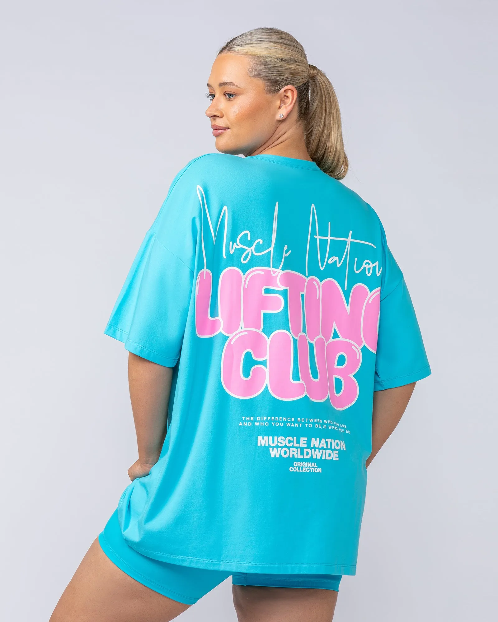 Lifting Club Oversized Tee - Capri Blue sold by Muscle Nation product image thumbnail 4
