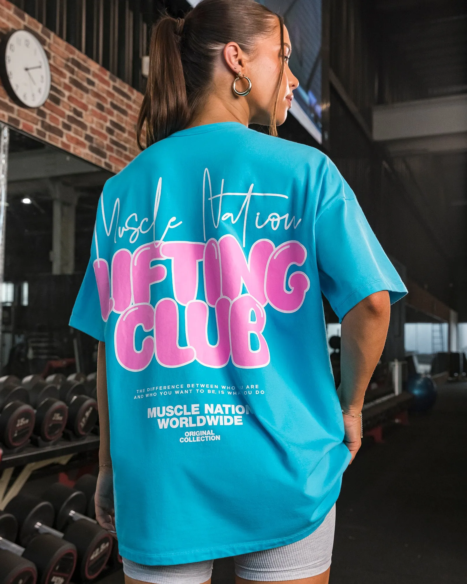 Lifting Club Oversized Tee - Capri Blue sold by Muscle Nation
