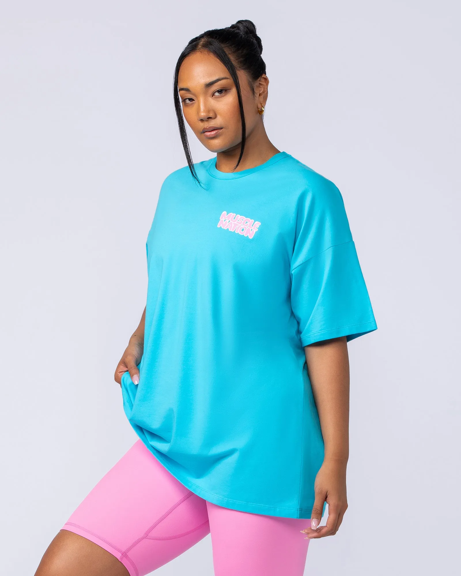 Lifting Club Oversized Tee - Capri Blue sold by Muscle Nation product image thumbnail 3