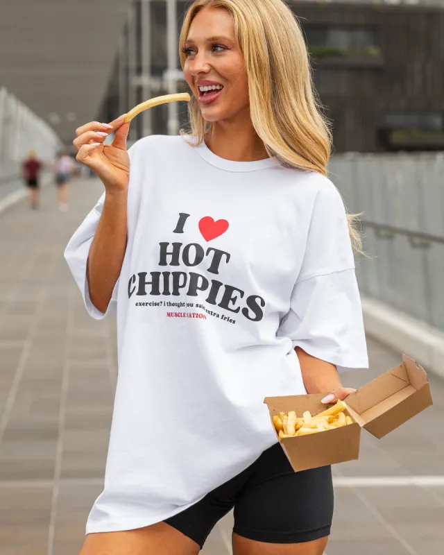Hot Chippie Oversized Tee - White sold by Muscle Nation