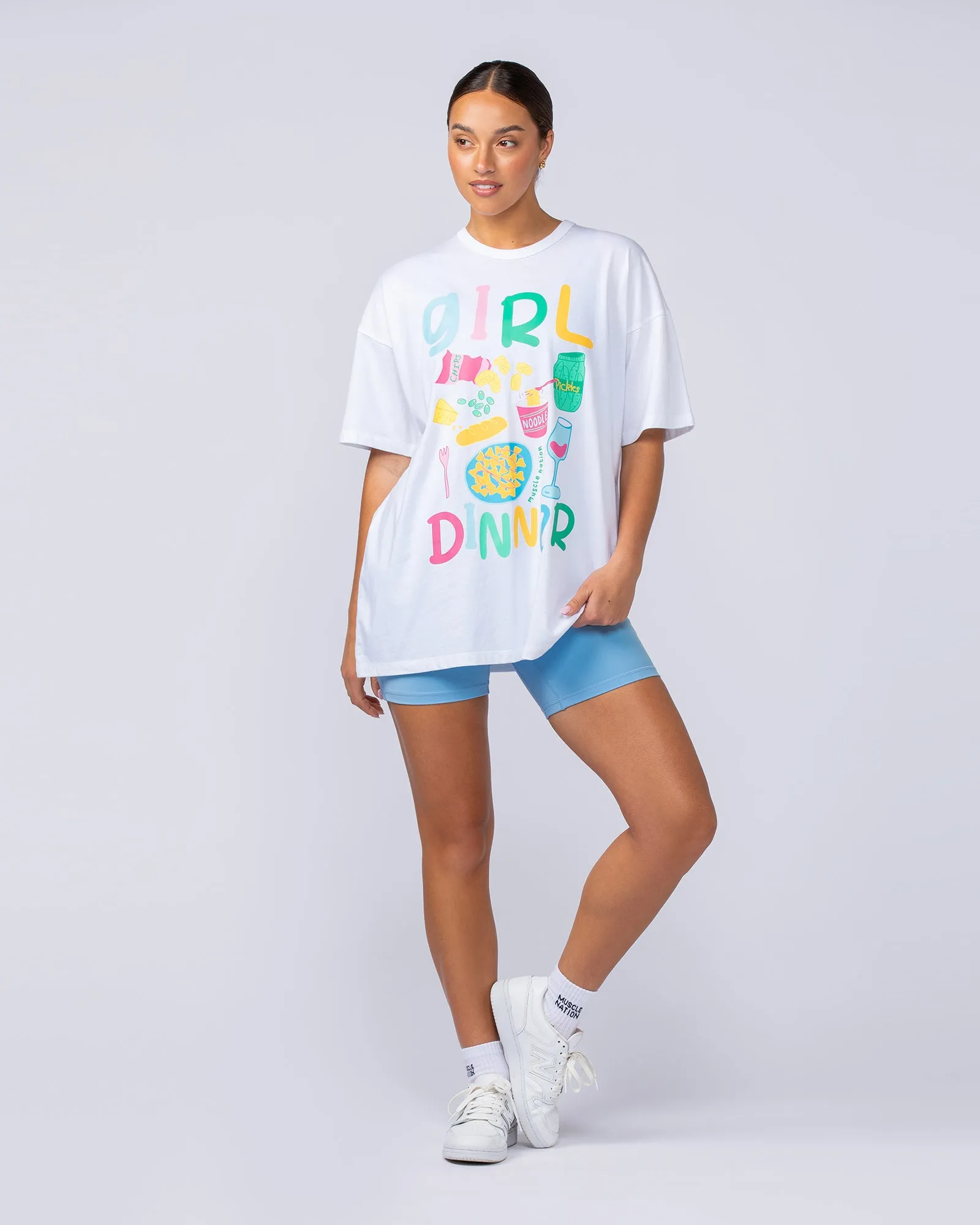 Girl Dinner Oversized Tee - White sold by Muscle Nation product image thumbnail 5
