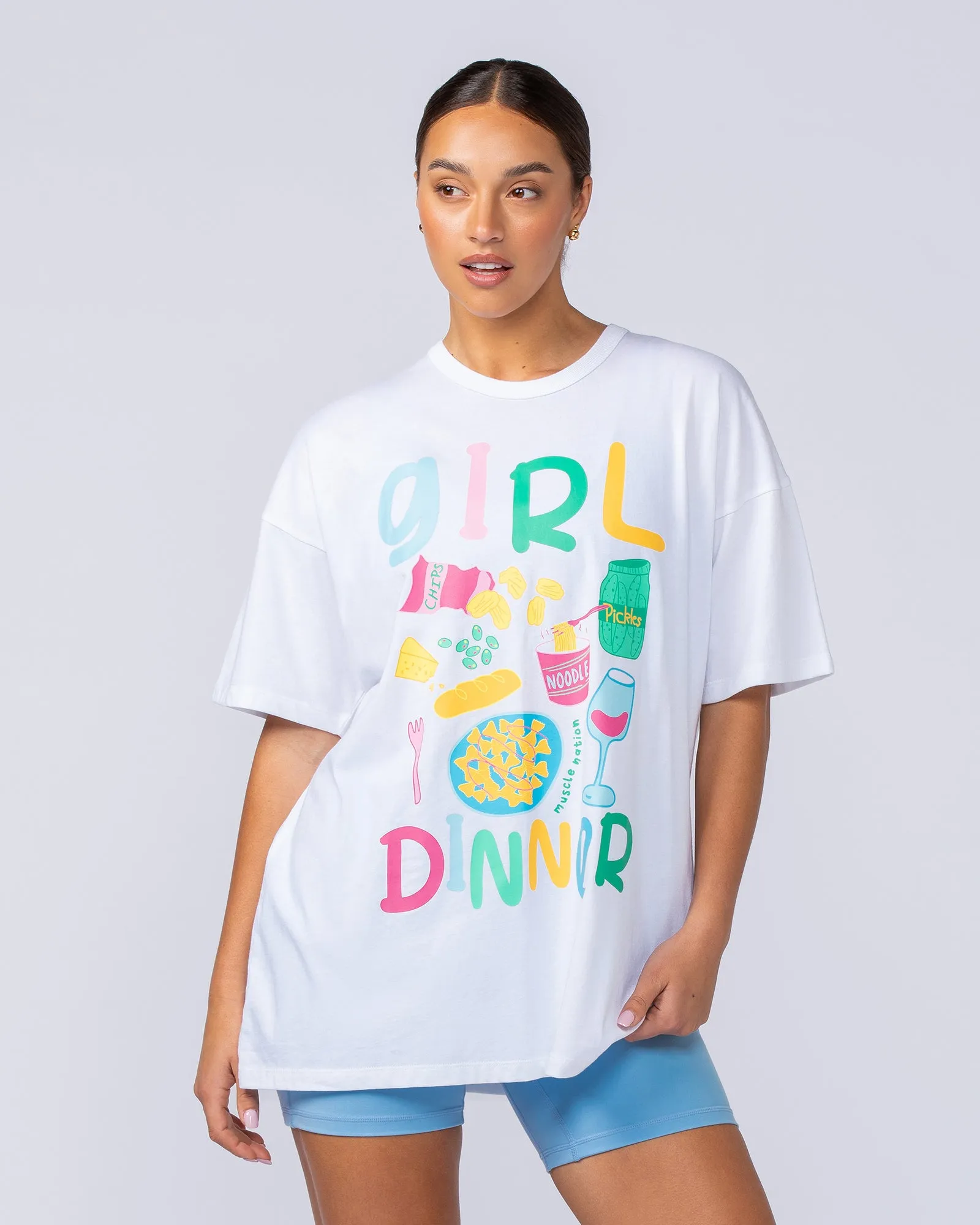 Girl Dinner Oversized Tee - White sold by Muscle Nation product image thumbnail 4